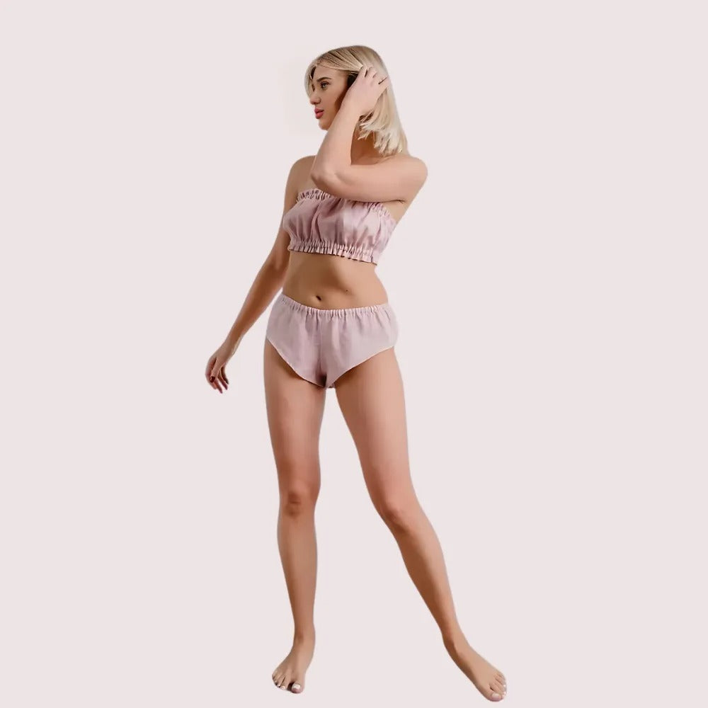 Linen Luxe Ruffle Bandeau & Knickers Set β 2 Pack