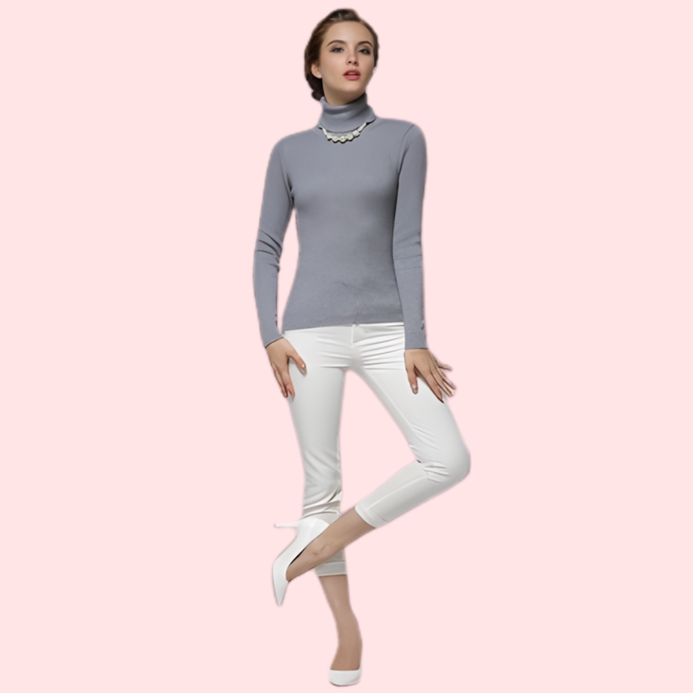 Women’s Slim Fit Grey Turtle Neck Sweater