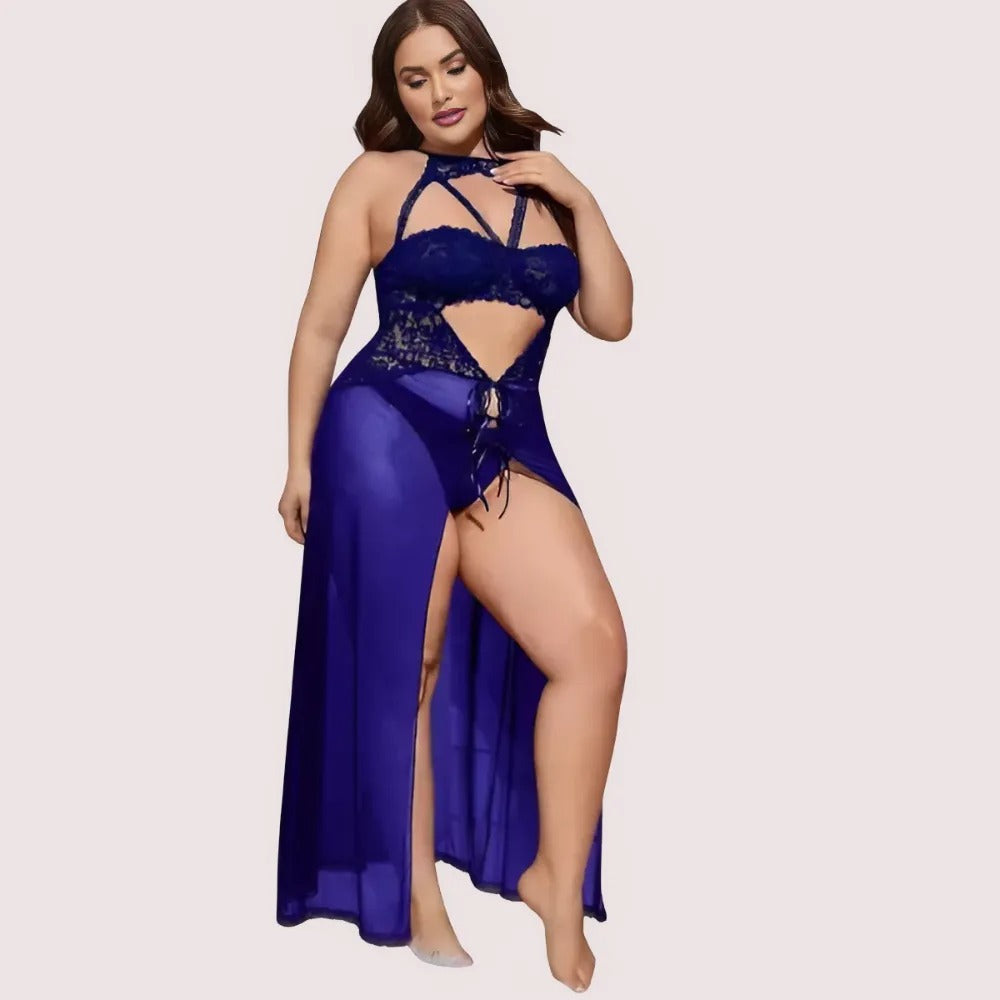 Azure Bloom Women's Blue Babydoll Set