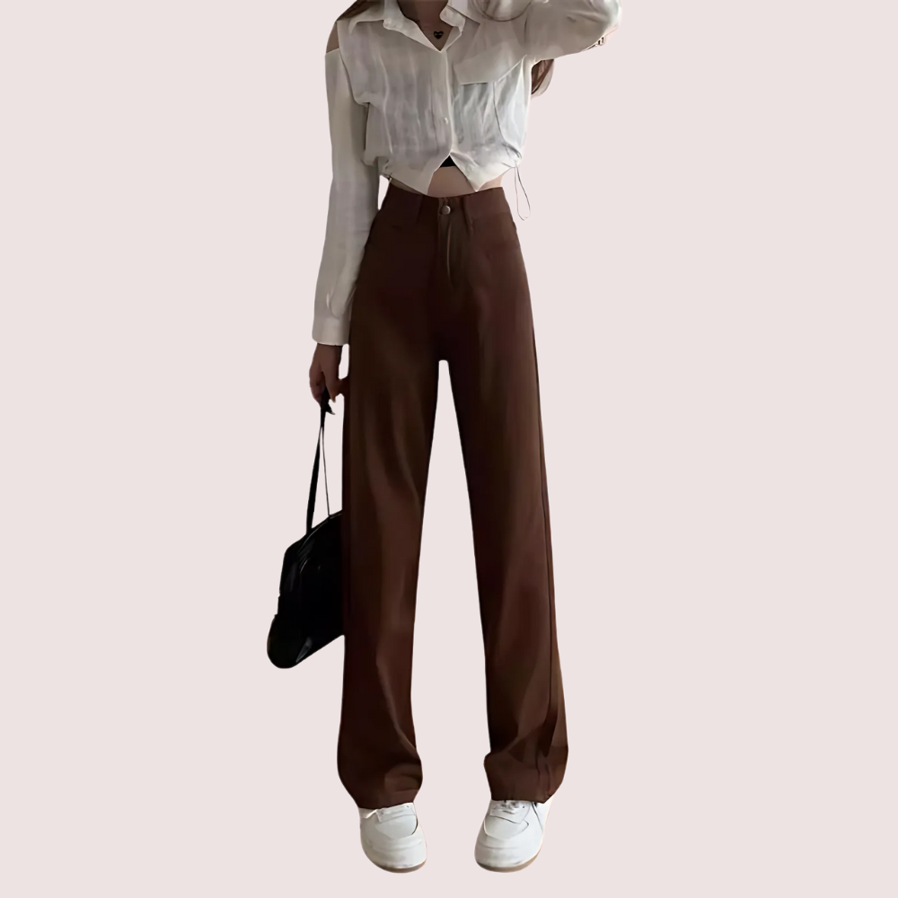 Women&#39;s Brown High Rise Wide Leg Loose Denim Jeans