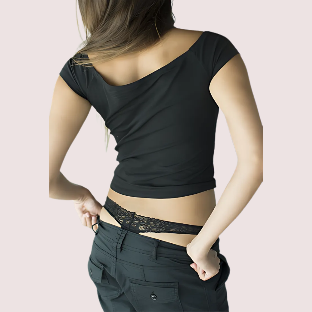 No Secret Low Rise &quot;V&quot; Shape Lace Thong Panty