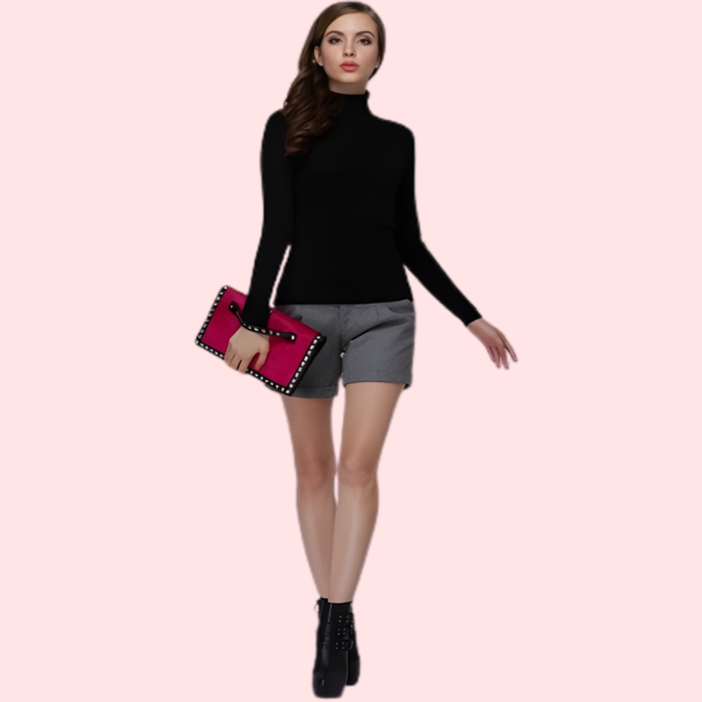 Women’s Hot Black Turtle Neck Sweater