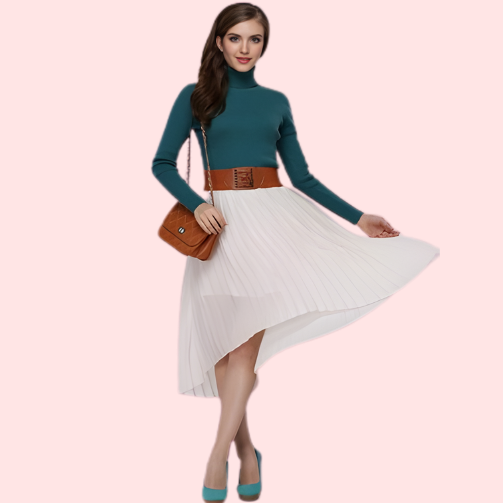 Women’s Super Soft Woollen Peocack Blue High Neck Sweater